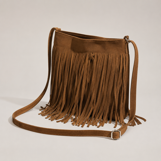 Suede Fringe Crossbody bag front view