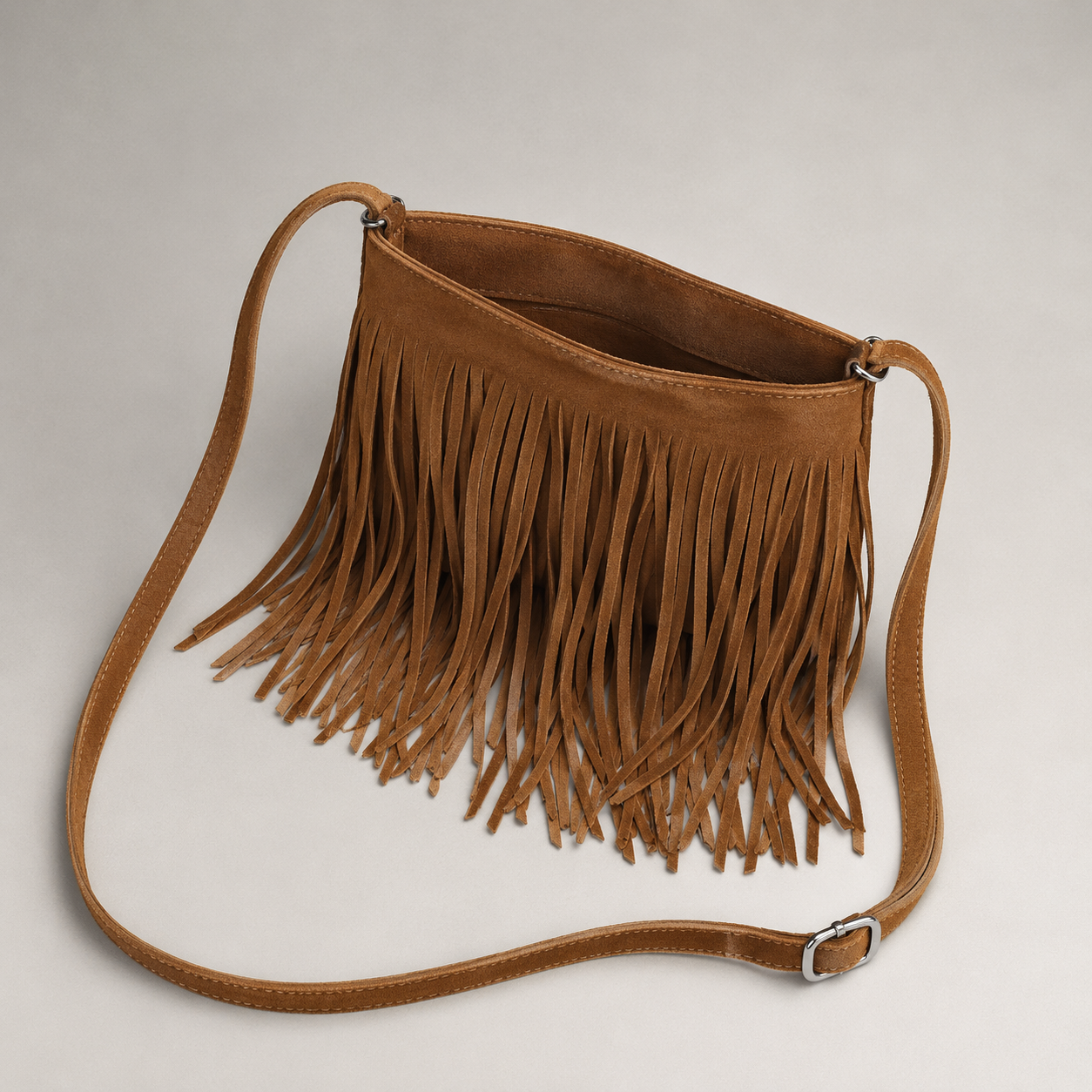 Suede Fringe Crossbody bag side view