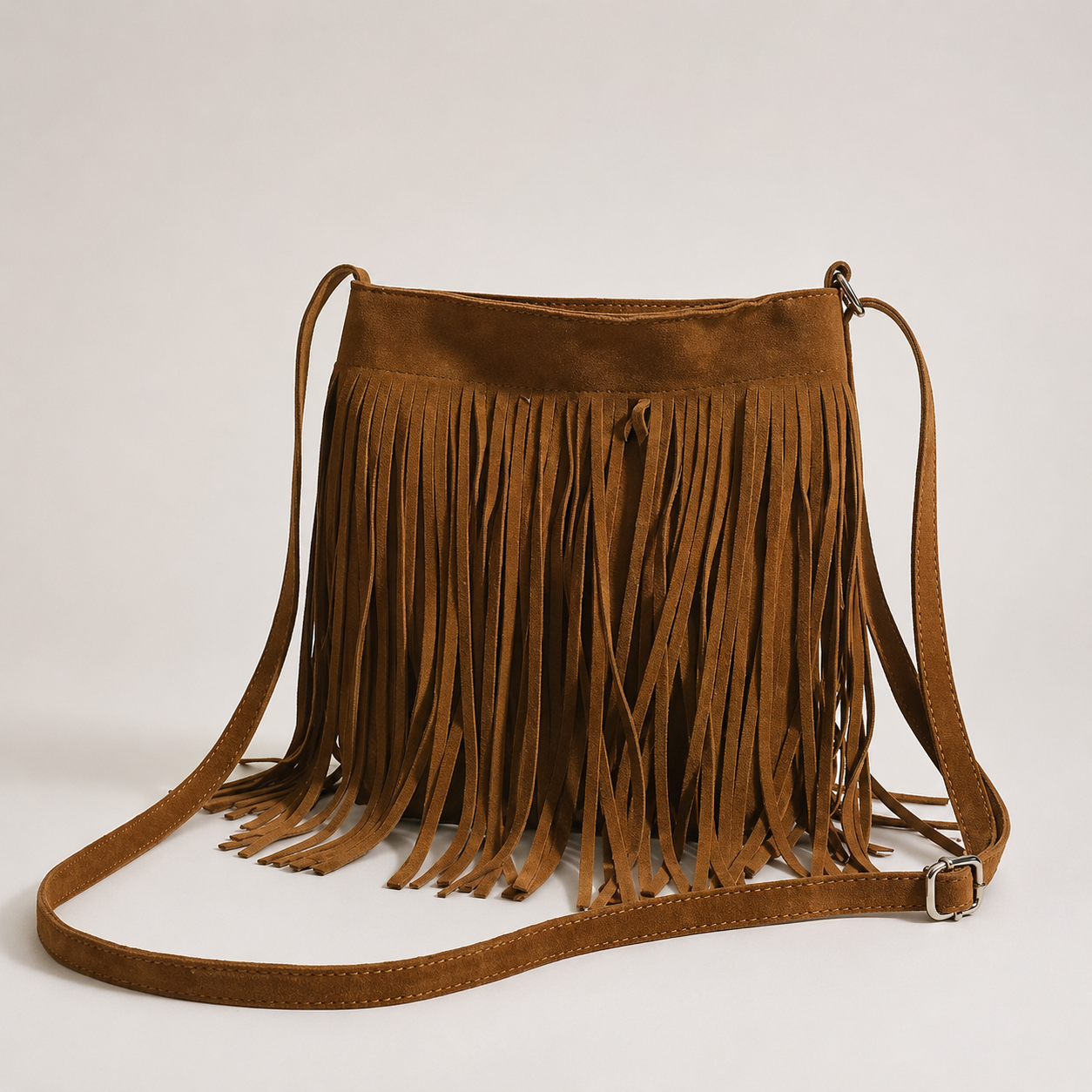 Suede Fringe Crossbody bag back view
