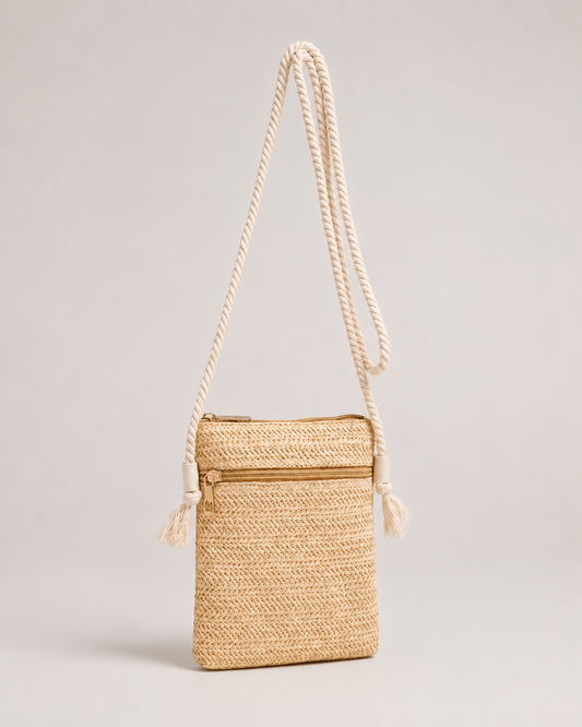 Raffia Tassel Crossbody front view
