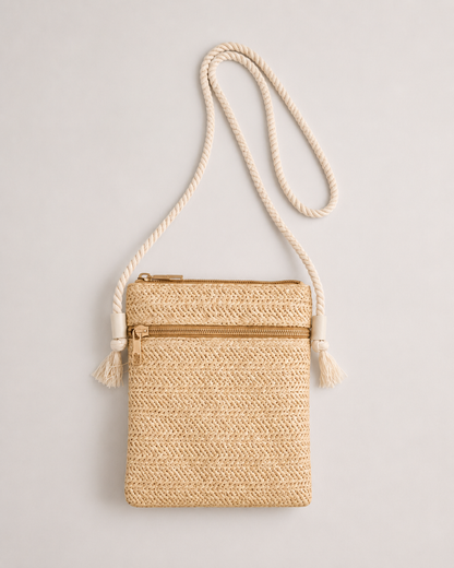 Raffia Tassel Crossbody side view