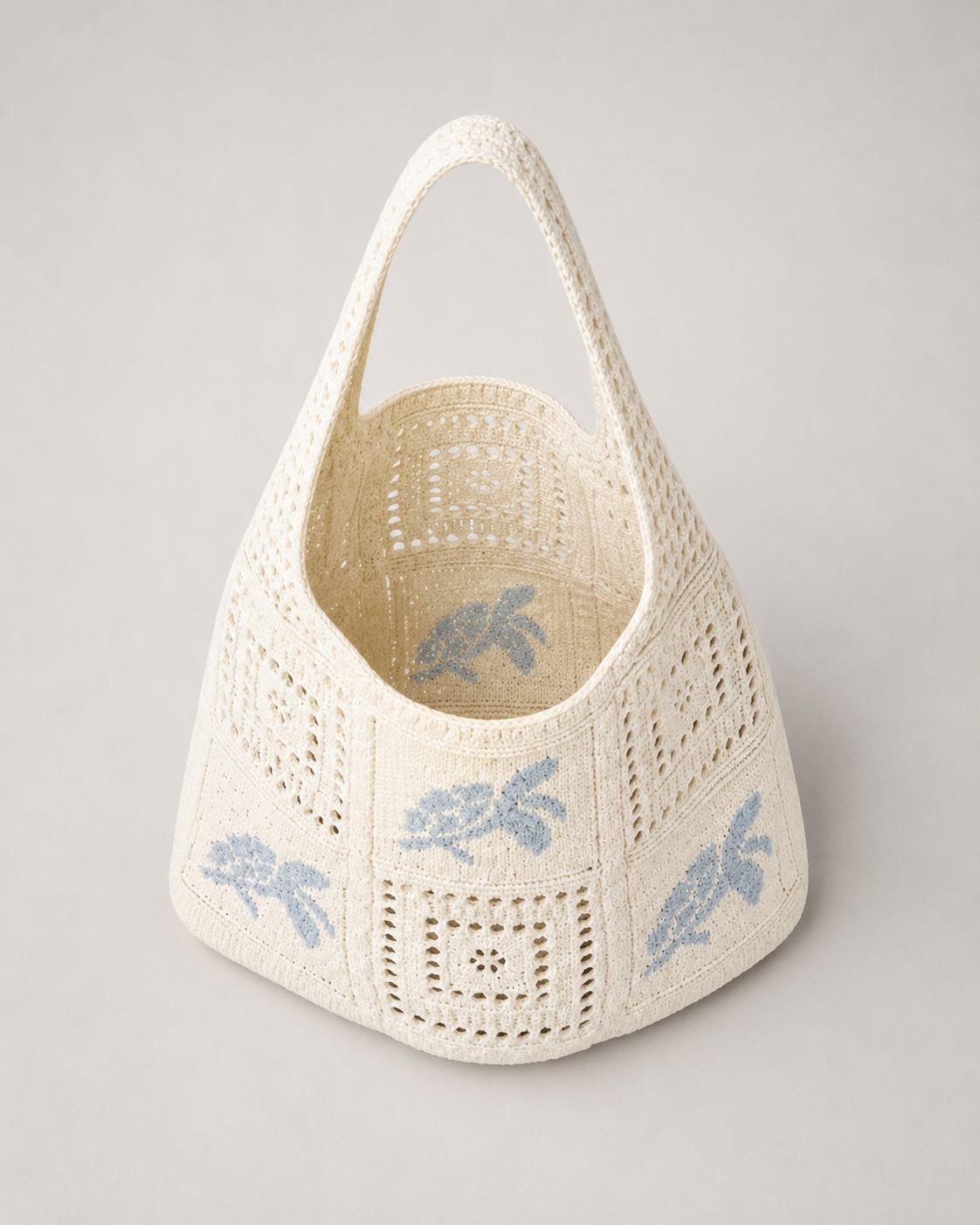 Embroidered Crochet Tote interior view