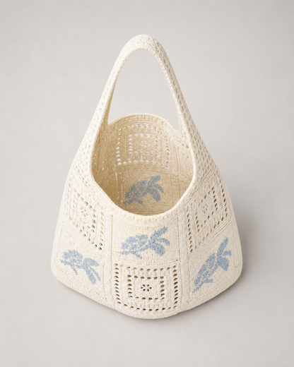 Embroidered Crochet Tote interior view
