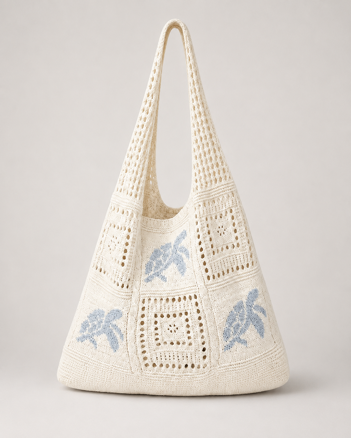 Embroidered Crochet Tote side view