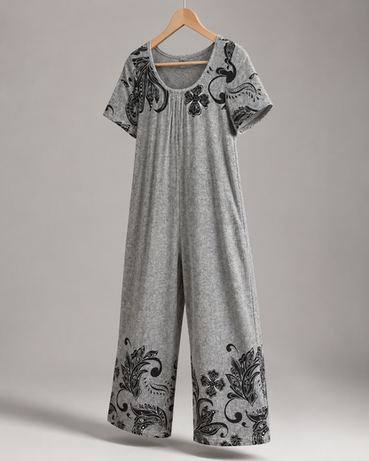 Blumenprint Weite-Bein-Overall