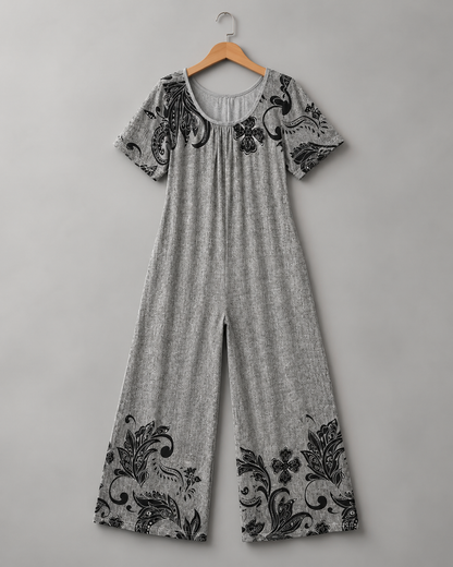 Blumenprint Weite-Bein-Overall