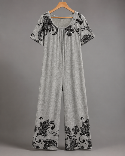 Blumenprint Weite-Bein-Overall