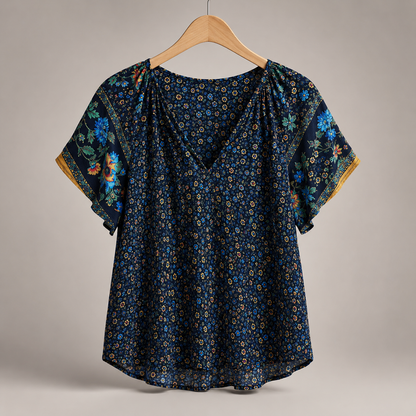 Leinen-Knopfleisten-Bluse