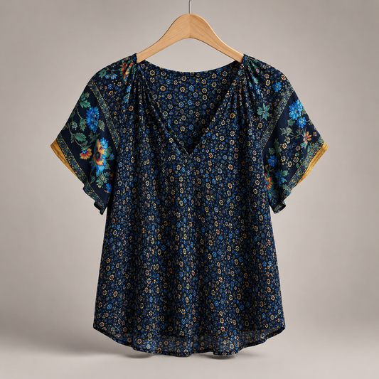 Leinen-Knopfleisten-Bluse