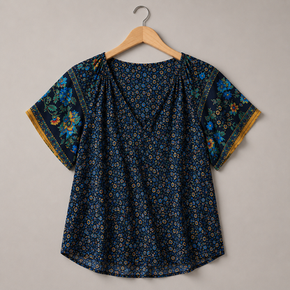 Leinen-Knopfleisten-Bluse
