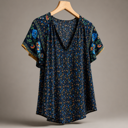 Leinen-Knopfleisten-Bluse