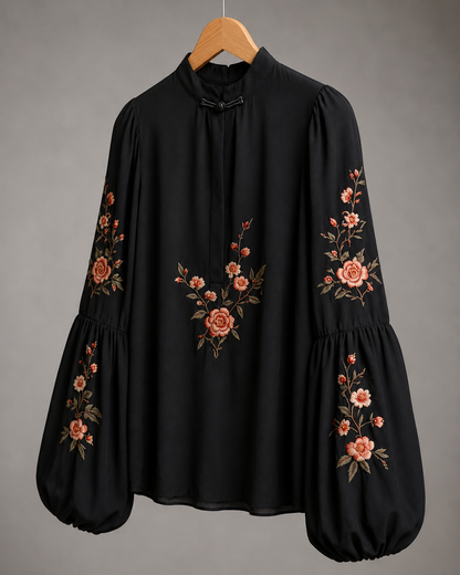 Bauernbluse mit Rüschenborte