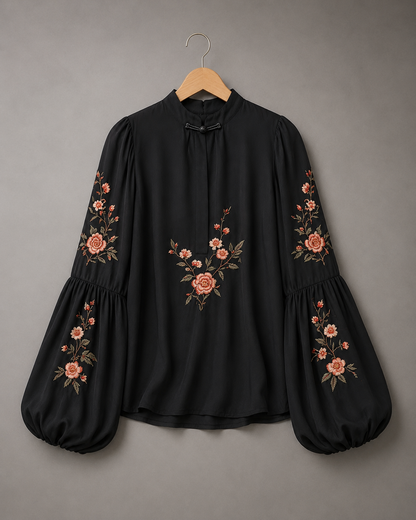 Bauernbluse mit Rüschenborte